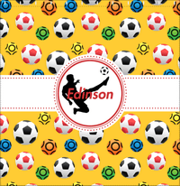 Thumbnail for Personalized Soccer Shower Curtain XLVII - Yellow Background - Boy Silhouette III - Decorate View