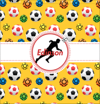 Thumbnail for Personalized Soccer Shower Curtain XLVII - Yellow Background - Boy Silhouette V - Decorate View