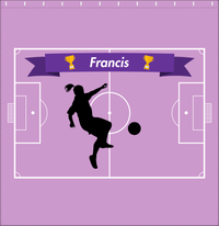 Thumbnail for Personalized Soccer Shower Curtain L - Purple Background - Girl Silhouette II - Decorate View
