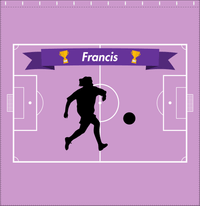 Thumbnail for Personalized Soccer Shower Curtain L - Purple Background - Girl Silhouette III - Decorate View