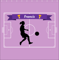 Thumbnail for Personalized Soccer Shower Curtain L - Purple Background - Girl Silhouette IV - Decorate View