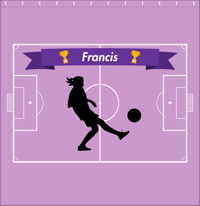 Thumbnail for Personalized Soccer Shower Curtain L - Purple Background - Girl Silhouette VI - Decorate View