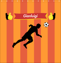 Thumbnail for Personalized Soccer Shower Curtain LI - Orange Background - Boy Silhouette V - Decorate View