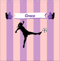 Thumbnail for Personalized Soccer Shower Curtain LII - Pink Background - Girl Silhouette I - Decorate View