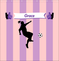 Thumbnail for Personalized Soccer Shower Curtain LII - Pink Background - Girl Silhouette II - Decorate View