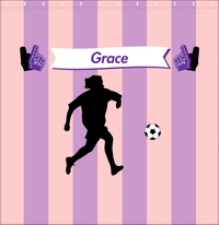 Thumbnail for Personalized Soccer Shower Curtain LII - Pink Background - Girl Silhouette III - Decorate View