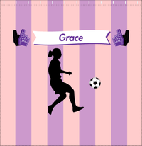 Thumbnail for Personalized Soccer Shower Curtain LII - Pink Background - Girl Silhouette IV - Decorate View