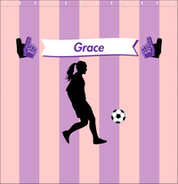 Thumbnail for Personalized Soccer Shower Curtain LII - Pink Background - Girl Silhouette V - Decorate View