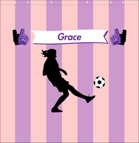 Thumbnail for Personalized Soccer Shower Curtain LII - Pink Background - Girl Silhouette VI - Decorate View
