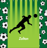 Thumbnail for Personalized Soccer Shower Curtain LIII - Green Background - Boy Silhouette V - Decorate View