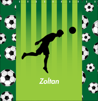 Thumbnail for Personalized Soccer Shower Curtain LIII - Green Background - Boy Silhouette VI - Decorate View