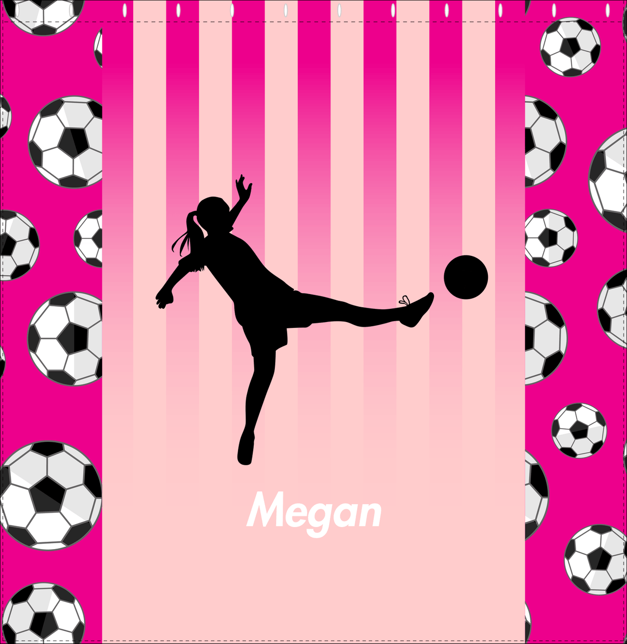 Personalized Soccer Shower Curtain LIV - Pink Background - Girl Silhouette I - Decorate View