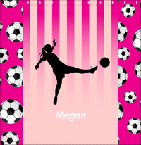 Thumbnail for Personalized Soccer Shower Curtain LIV - Pink Background - Girl Silhouette I - Decorate View