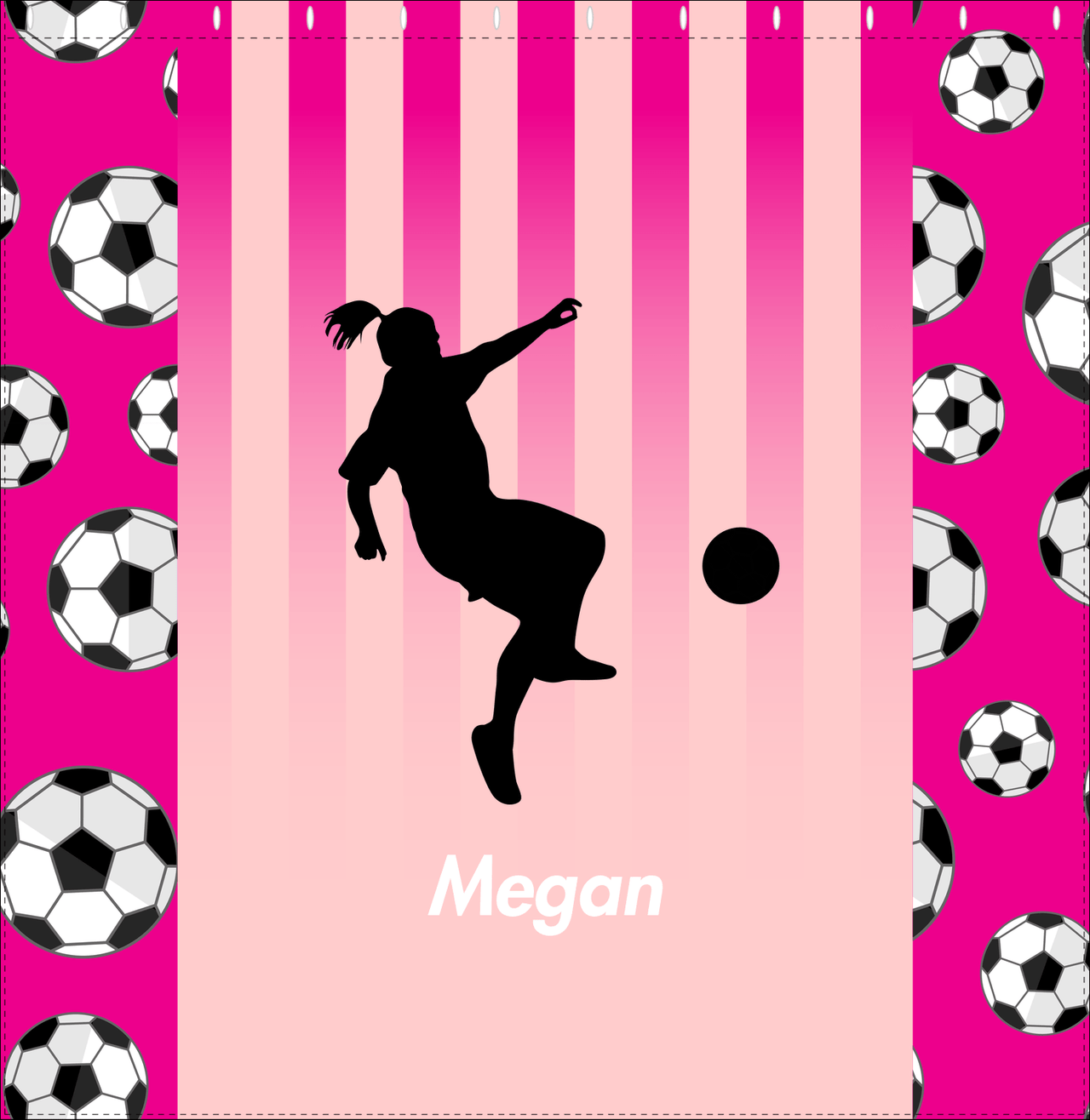 Personalized Soccer Shower Curtain LIV - Pink Background - Girl Silhouette II - Decorate View