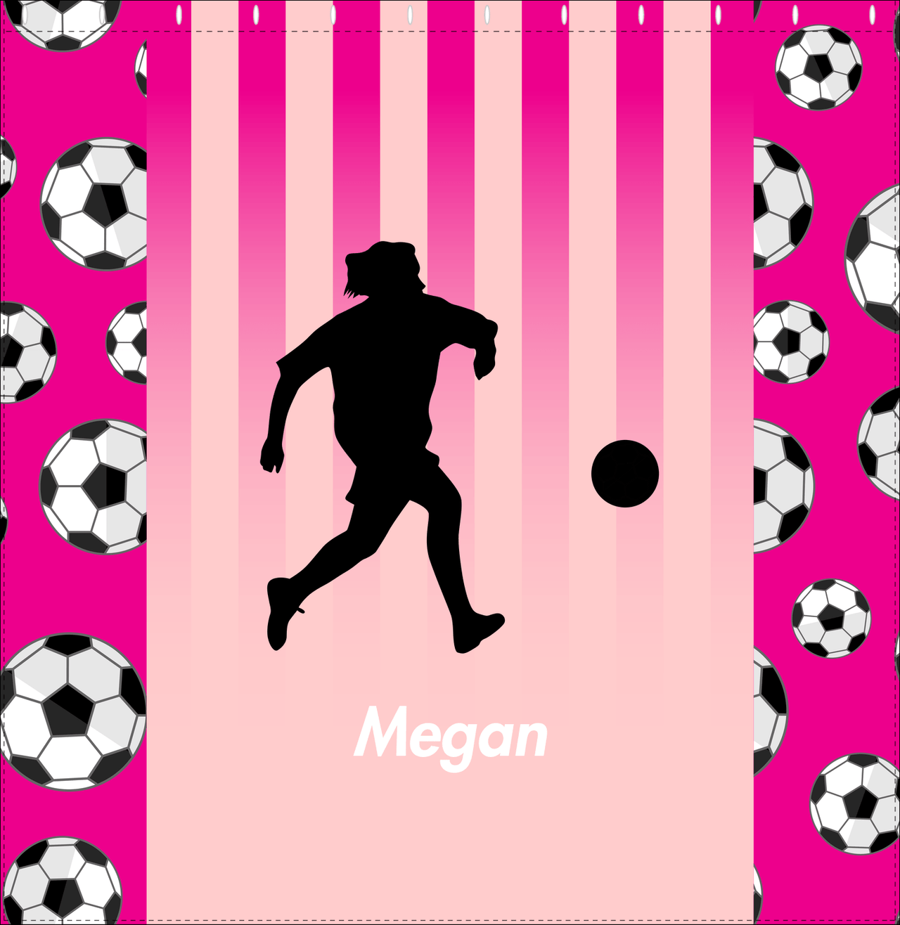 Personalized Soccer Shower Curtain LIV - Pink Background - Girl Silhouette III - Decorate View