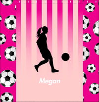 Thumbnail for Personalized Soccer Shower Curtain LIV - Pink Background - Girl Silhouette V - Decorate View