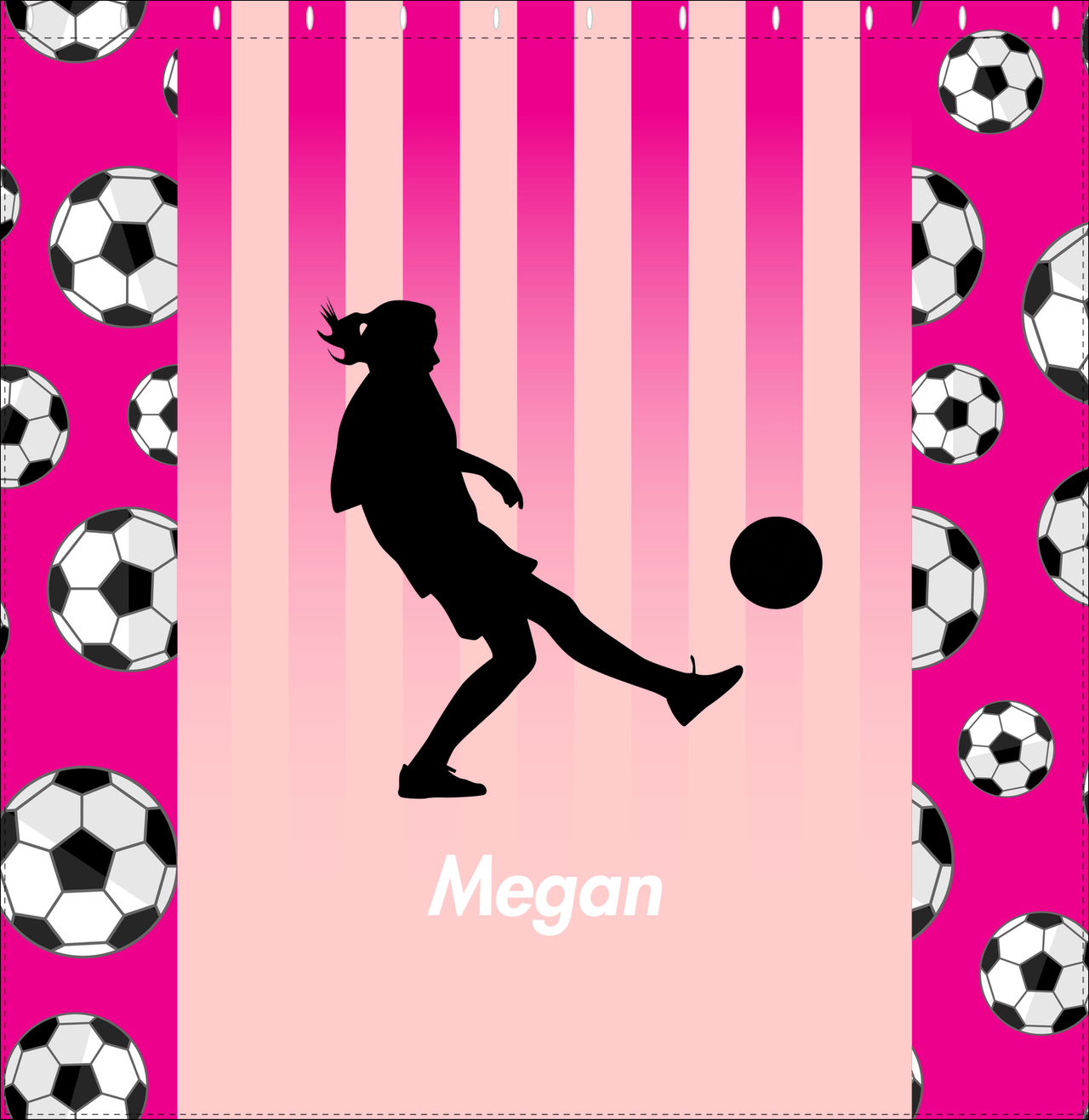Personalized Soccer Shower Curtain LIV - Pink Background - Girl Silhouette VI - Decorate View