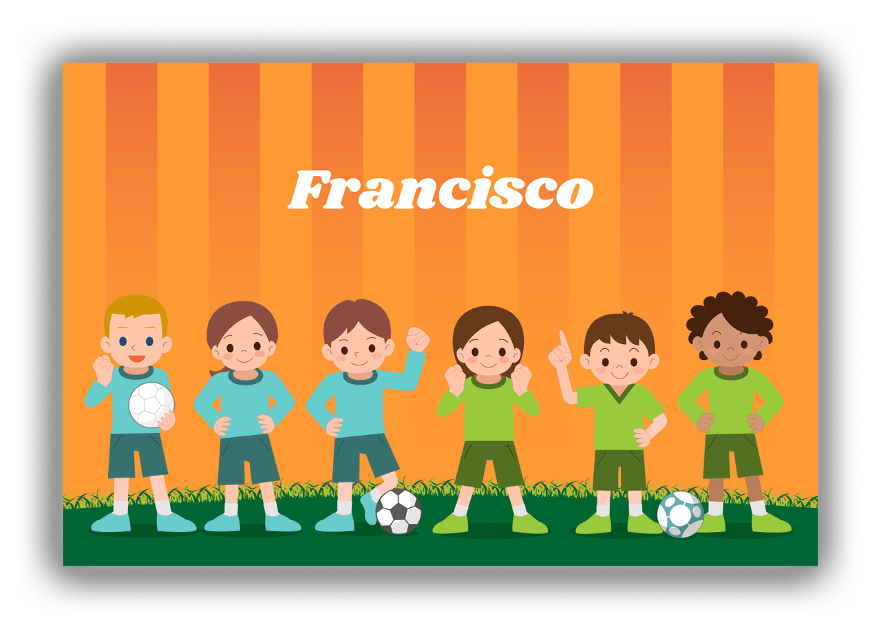 Personalized Soccer Canvas Wrap & Photo Print I - Orange Stripes - Front View