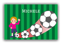 Thumbnail for Personalized Soccer Canvas Wrap & Photo Print II - Big Kick - Blonde Girl - Front View