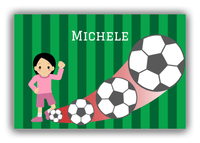 Thumbnail for Personalized Soccer Canvas Wrap & Photo Print II - Big Kick - Black Hair Girl II - Front View