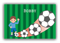 Thumbnail for Personalized Soccer Canvas Wrap & Photo Print III - Big Kick - Brown Hair Boy - Front View