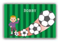 Thumbnail for Personalized Soccer Canvas Wrap & Photo Print III - Big Kick - Blond Boy - Front View