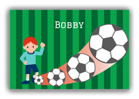 Thumbnail for Personalized Soccer Canvas Wrap & Photo Print III - Big Kick - Redhead Boy - Front View