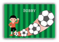 Thumbnail for Personalized Soccer Canvas Wrap & Photo Print III - Big Kick - Black Hair Boy I - Front View
