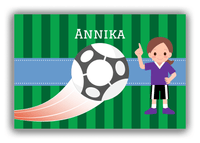 Thumbnail for Personalized Soccer Canvas Wrap & Photo Print IV - Ball Swoosh - Brunette Girl - Front View