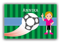 Thumbnail for Personalized Soccer Canvas Wrap & Photo Print IV - Ball Swoosh - Blonde Girl - Front View