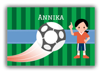 Thumbnail for Personalized Soccer Canvas Wrap & Photo Print IV - Ball Swoosh - Black Hair Girl I - Front View