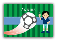 Thumbnail for Personalized Soccer Canvas Wrap & Photo Print IV - Ball Swoosh - Black Hair Girl II - Front View