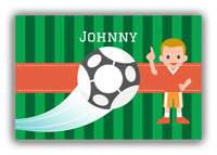 Thumbnail for Personalized Soccer Canvas Wrap & Photo Print V - Ball Swoosh - Blond Boy - Front View