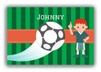 Thumbnail for Personalized Soccer Canvas Wrap & Photo Print V - Ball Swoosh - Redhead Boy - Front View