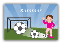 Thumbnail for Personalized Soccer Canvas Wrap & Photo Print VII - Goal Swoosh - Brunette Girl - Front View