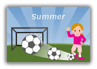 Thumbnail for Personalized Soccer Canvas Wrap & Photo Print VII - Goal Swoosh - Blonde Girl - Front View