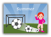 Thumbnail for Personalized Soccer Canvas Wrap & Photo Print VII - Goal Swoosh - Redhead Girl - Front View