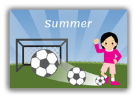 Thumbnail for Personalized Soccer Canvas Wrap & Photo Print VII - Goal Swoosh - Black Hair Girl II - Front View