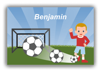 Thumbnail for Personalized Soccer Canvas Wrap & Photo Print VIII - Goal Swoosh - Blond Boy - Front View