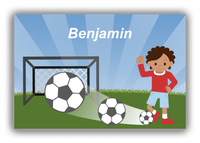 Thumbnail for Personalized Soccer Canvas Wrap & Photo Print VIII - Goal Swoosh - Black Boy - Front View