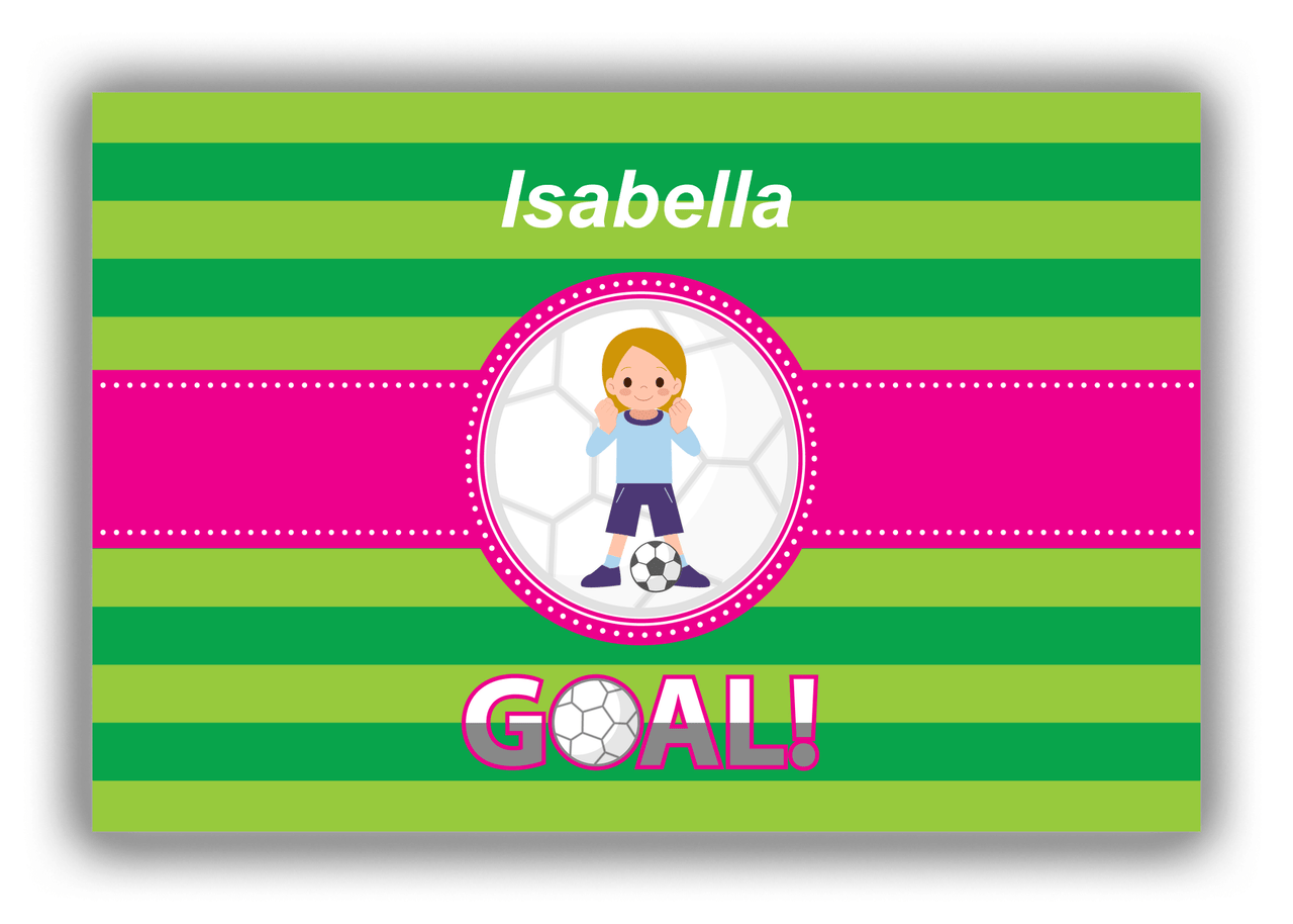 Personalized Soccer Canvas Wrap & Photo Print IX - Goal! - Blonde Girl - Front View