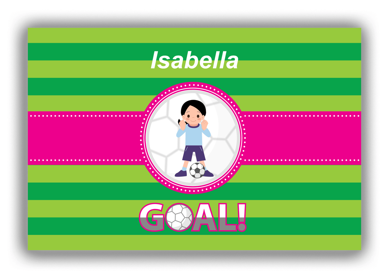 Personalized Soccer Canvas Wrap & Photo Print IX - Goal! - Black Hair Girl I - Front View