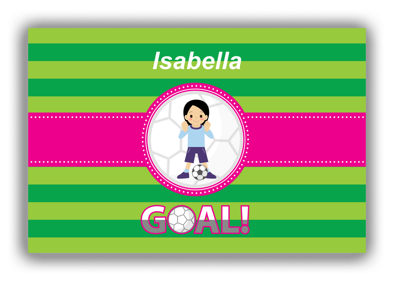 Personalized Soccer Canvas Wrap & Photo Print IX - Goal! - Black Hair Girl II - Front View