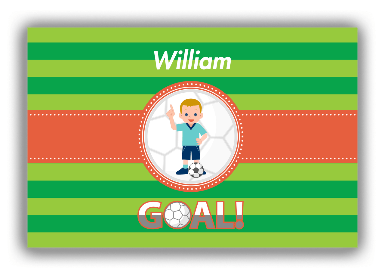 Personalized Soccer Canvas Wrap & Photo Print X - Goal! - Blond Boy - Front View