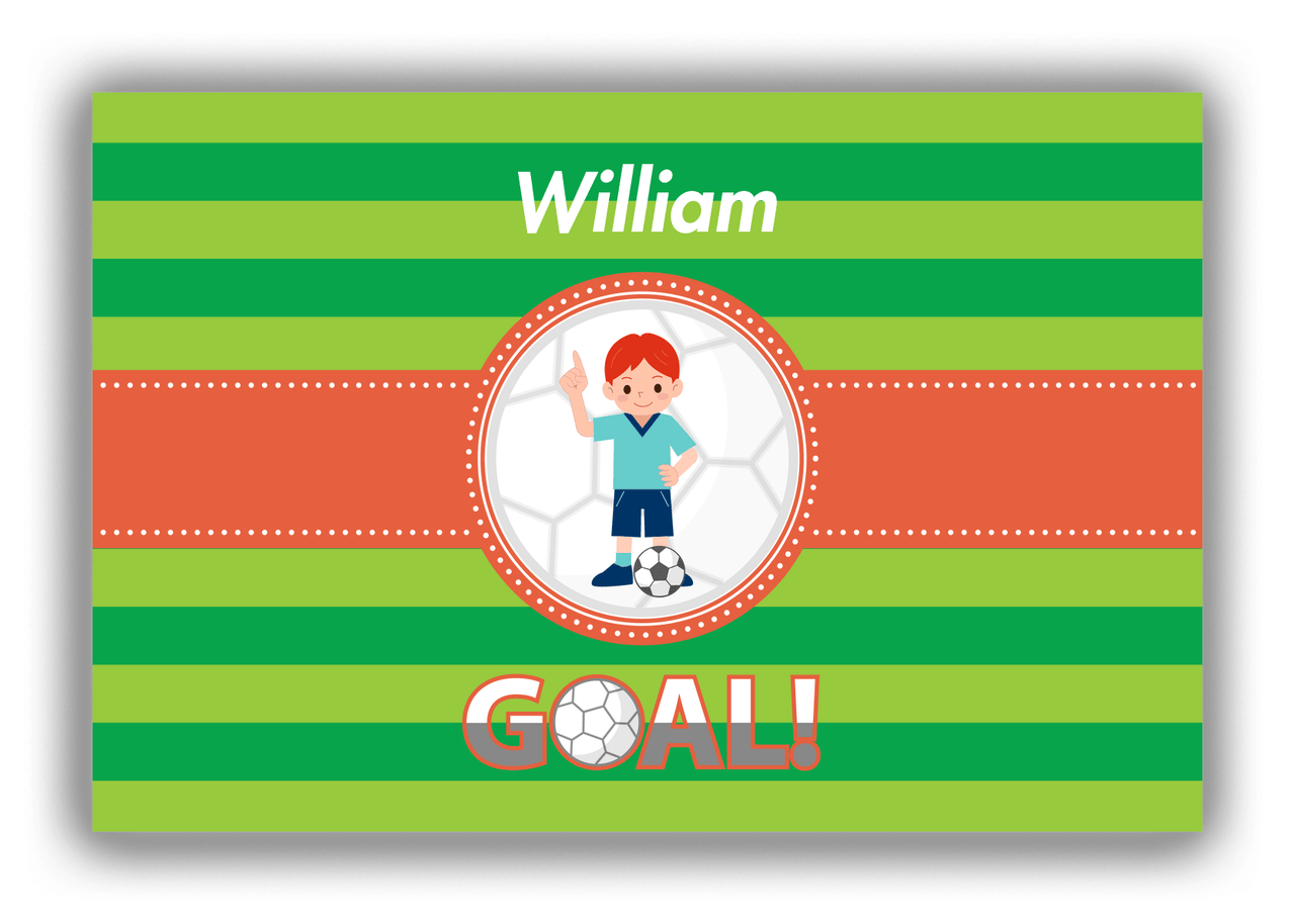 Personalized Soccer Canvas Wrap & Photo Print X - Goal! - Black Hair Boy I - Front View