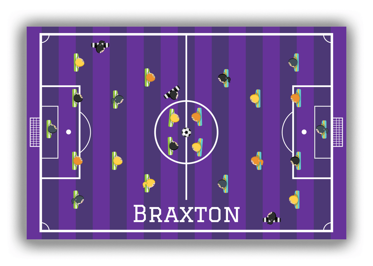Personalized Soccer Canvas Wrap & Photo Print XII - Field Overhead - Purple Field - Front View