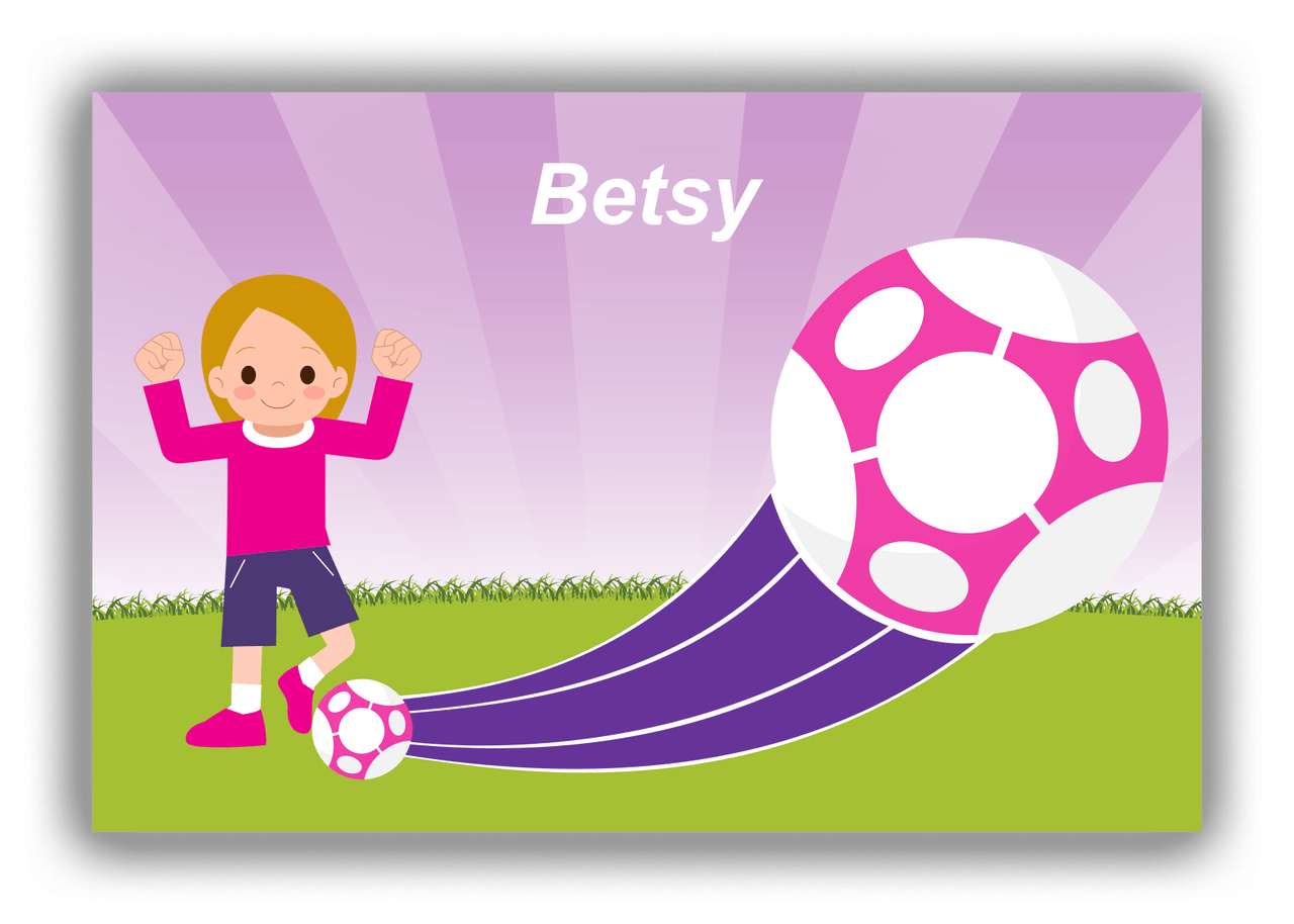 Personalized Soccer Canvas Wrap & Photo Print XIII - Boost Kick - Blonde Girl - Front View