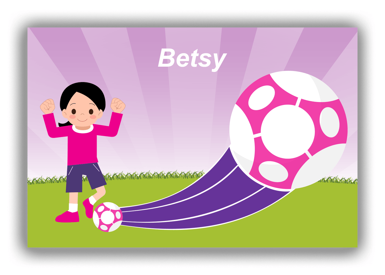Personalized Soccer Canvas Wrap & Photo Print XIII - Boost Kick - Black Hair Girl I - Front View