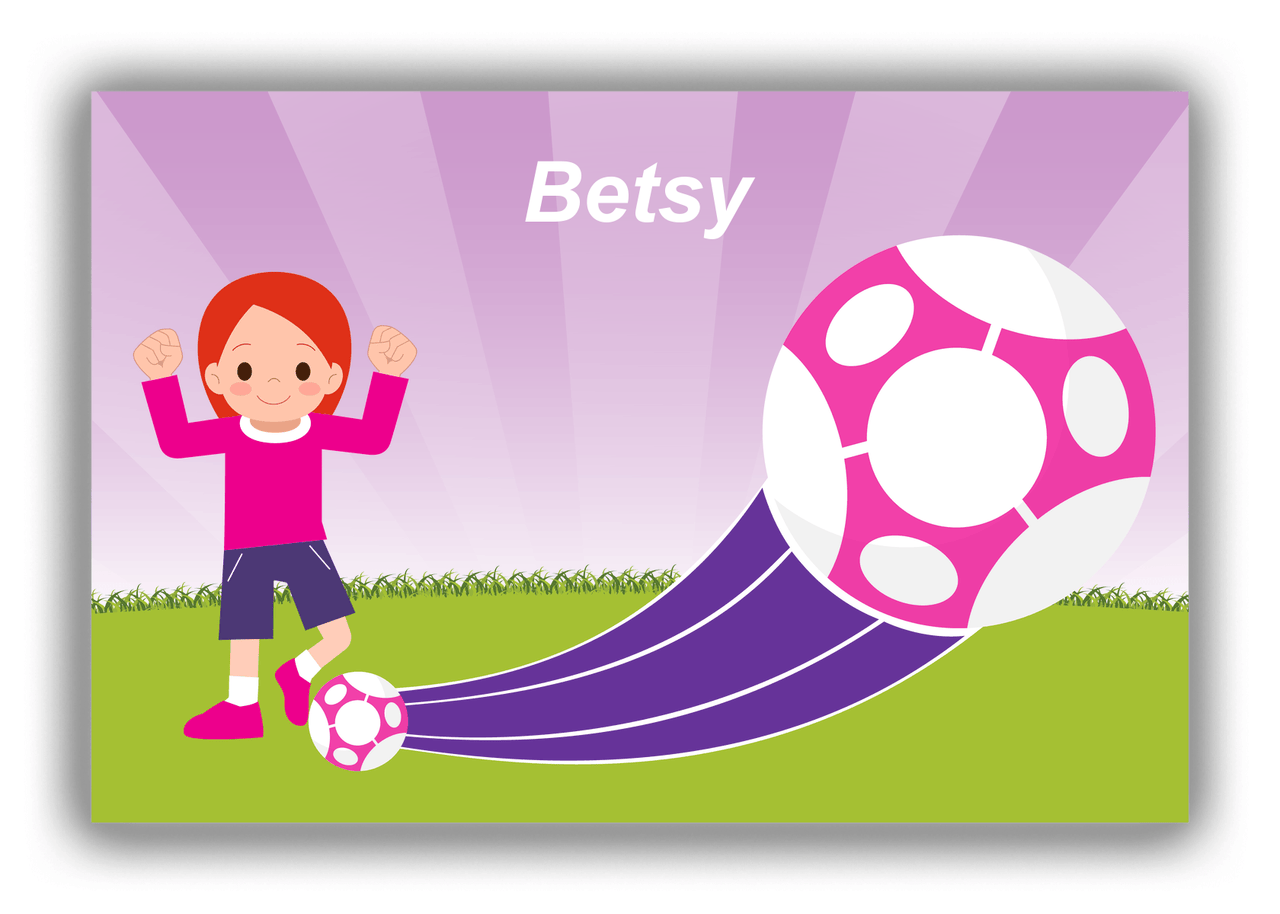 Personalized Soccer Canvas Wrap & Photo Print XIII - Boost Kick - Redhead Girl - Front View