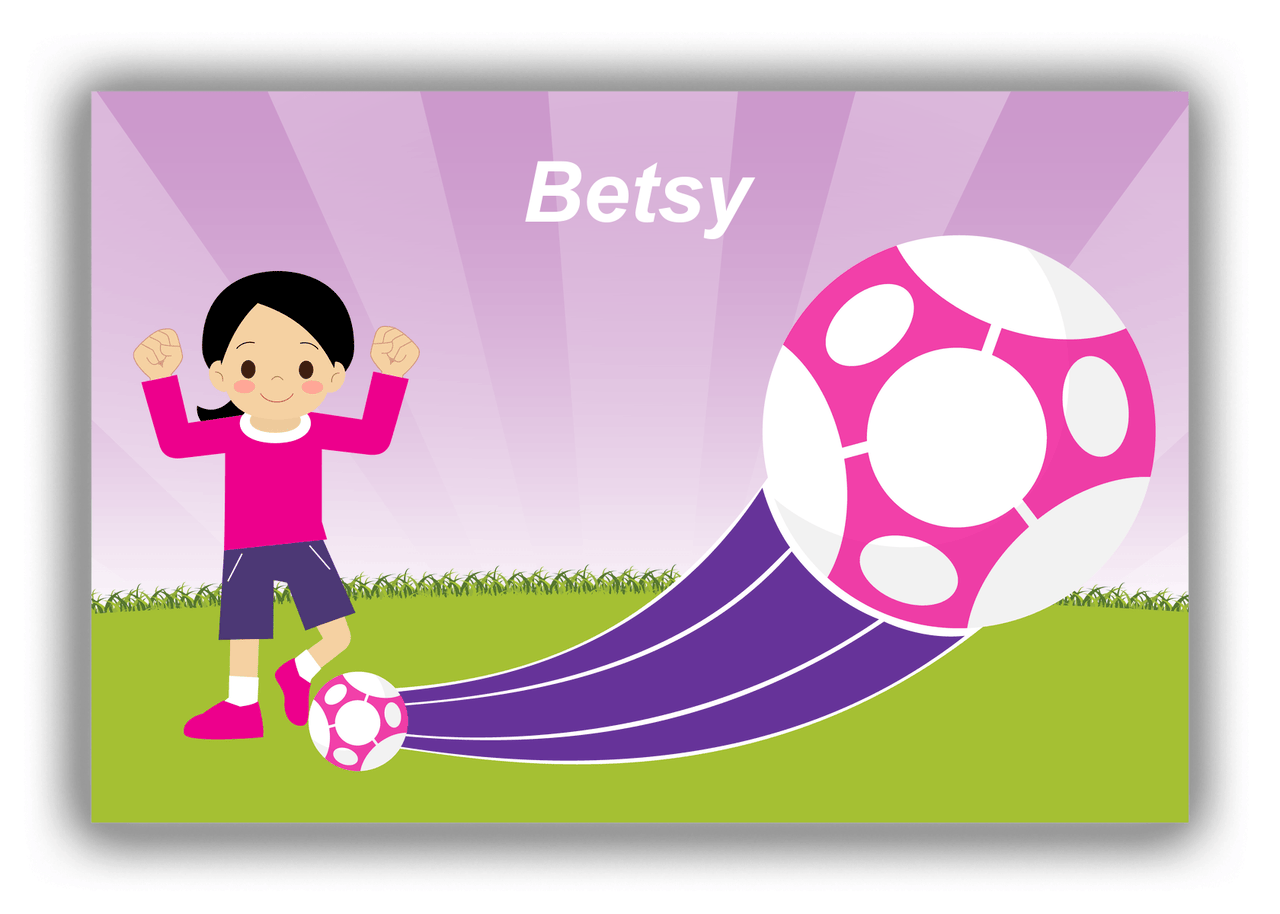 Personalized Soccer Canvas Wrap & Photo Print XIII - Boost Kick - Black Hair Girl II - Front View